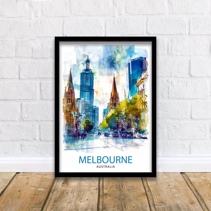 Melbourne Australia Travel Poster Melbourne Cityscape