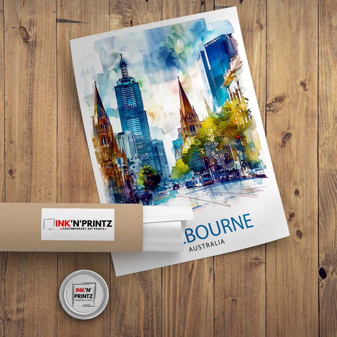 Melbourne Australia Travel Print Melbourne Cityscape Wall Decor Melbourne Poster Australia Travel Prints Melbourne Art Print Melbourne