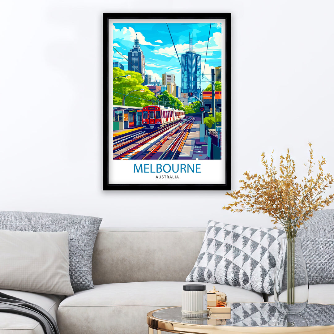 Melbourne Australia Travel Poster Melbourne Cityscape