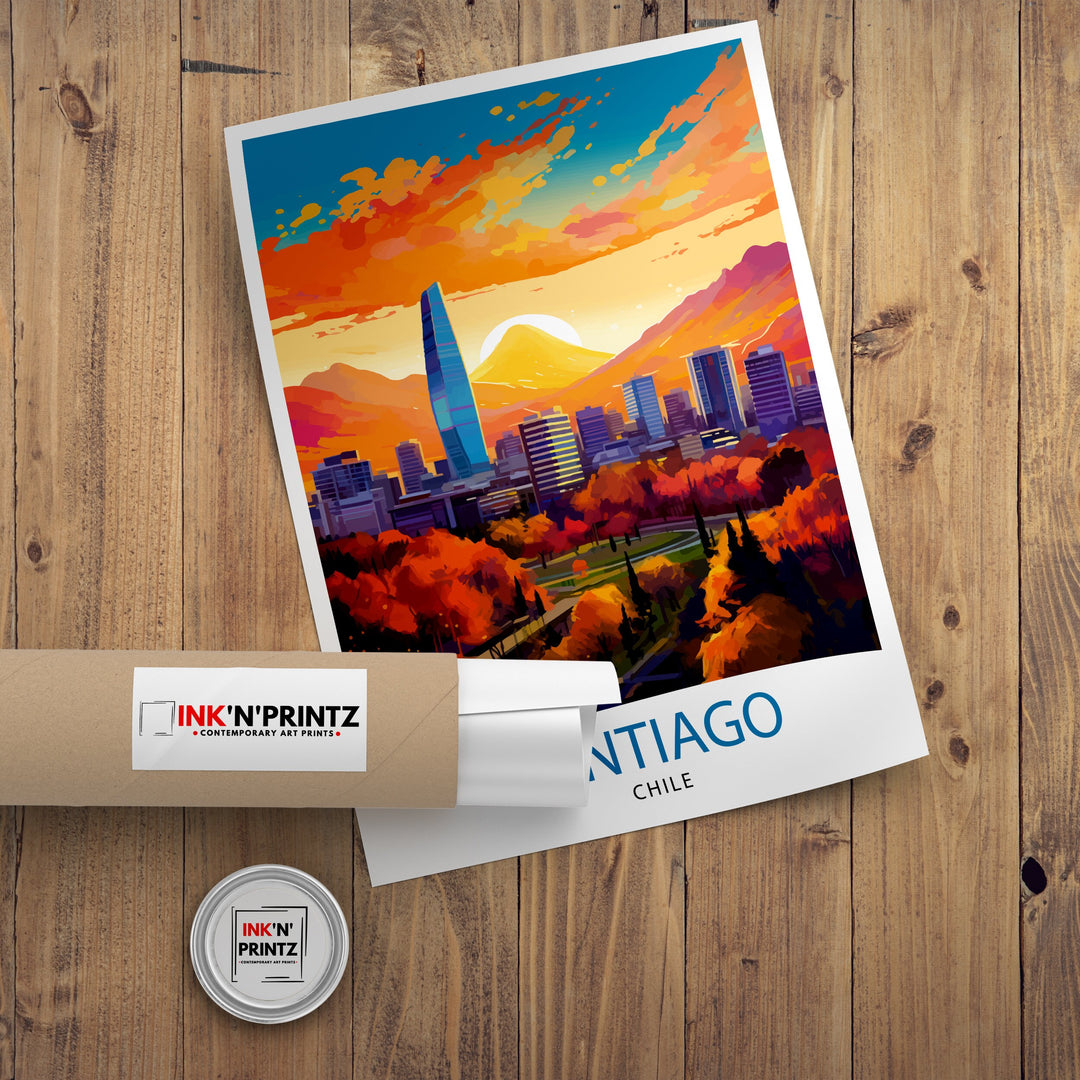 Santiago Chile Travel Print Wall Decor Wall Art Santiago Wall Hanging Home Décor Santiago Gift Art Lovers Chile Art Lover Gift Print Art