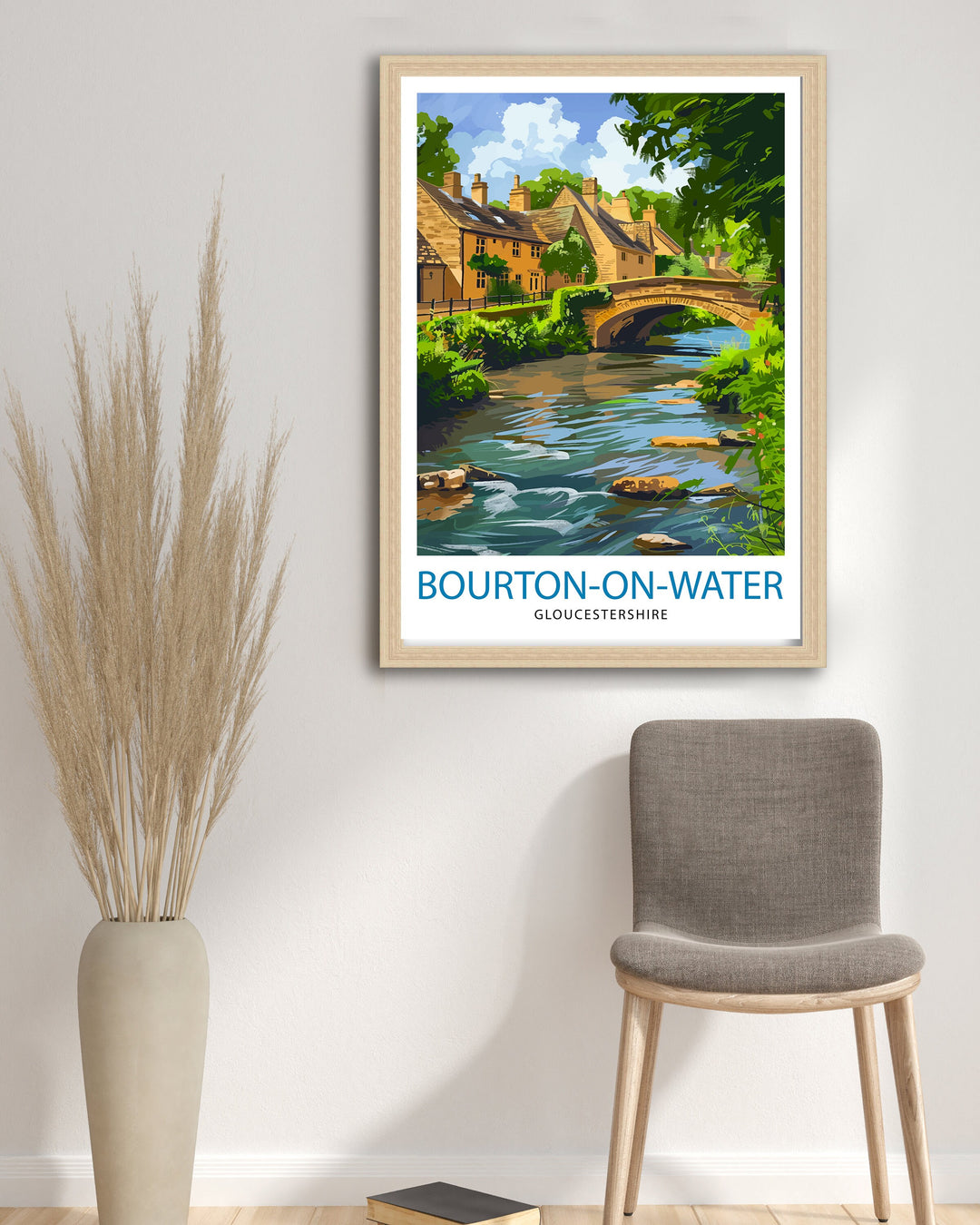 Bourton on Water Cotswolds Travel Poster Wall Art, Home Decor Cotswolds Illustration Travel Poster Gift for Travelers