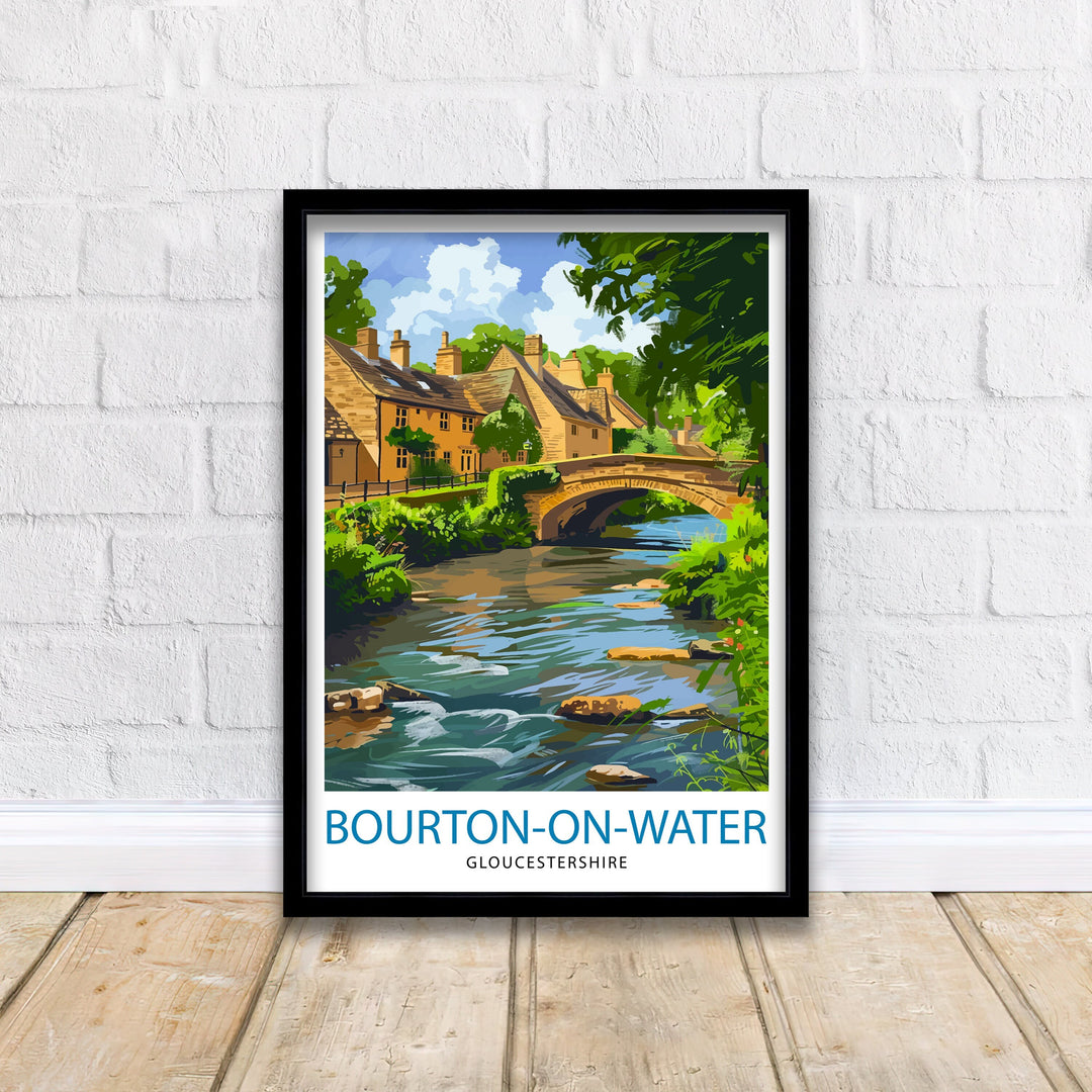 Bourton on Water Cotswolds Travel Print Wall Art, Home Decor Cotswolds Illustration Travel Poster Gift for Travelers