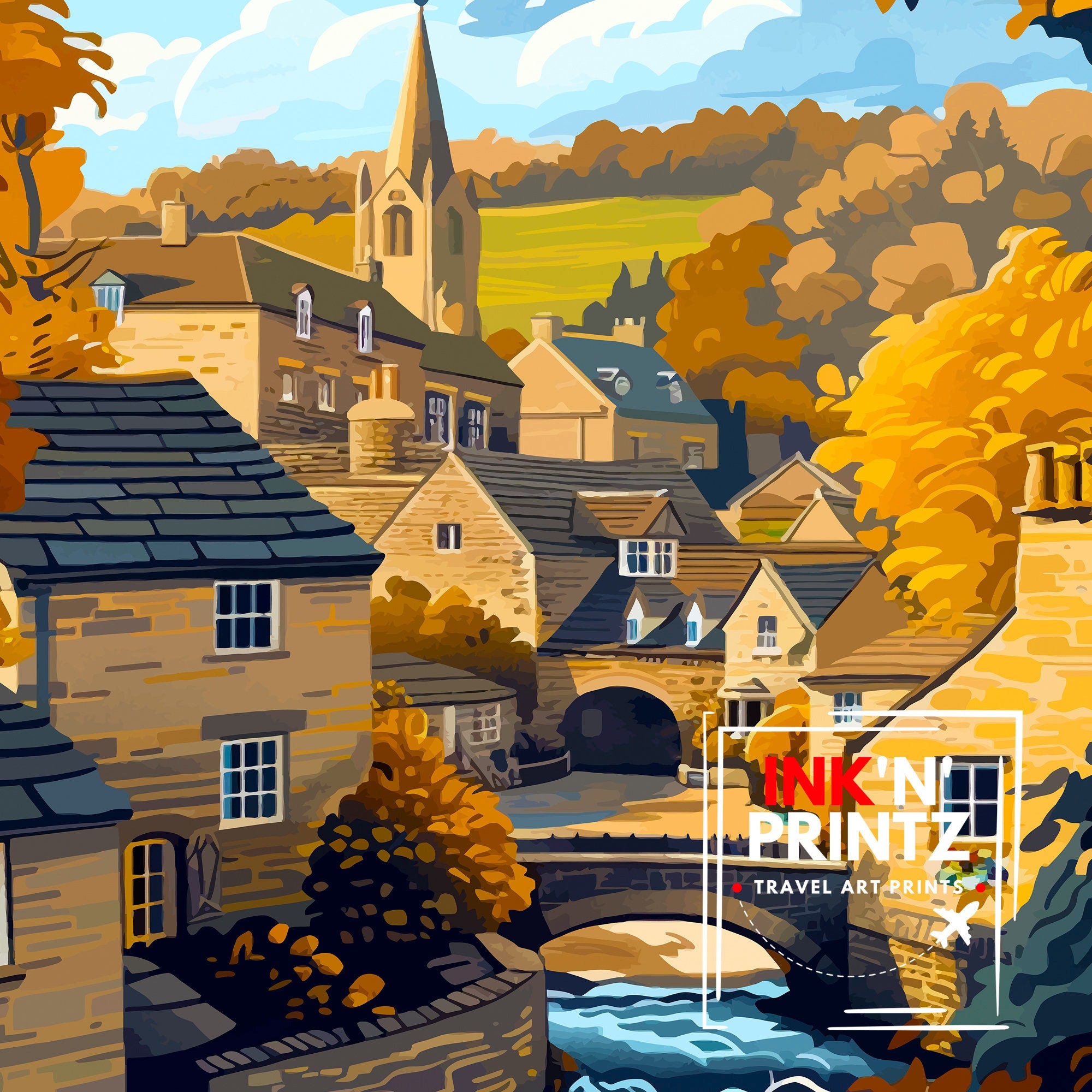 Stow on the Wold Travel Poster England