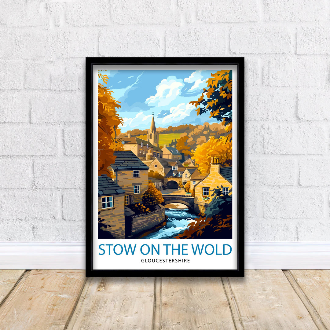 Stow on the Wold Travel Print England Wall Decor Stow on the Wold Illustration Travel Poster Gift England Home Decor