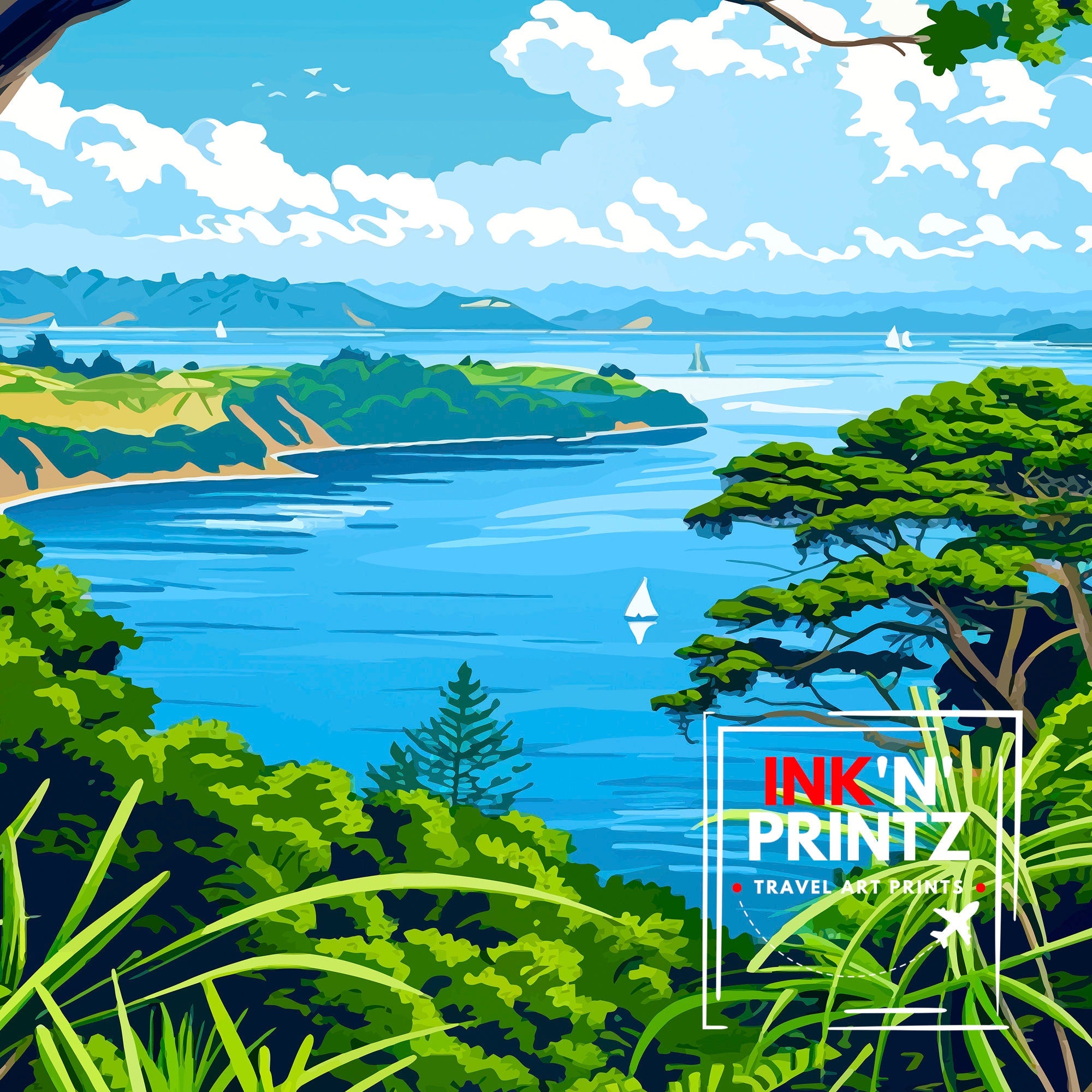 Auckland New Zealand Travel Print Wall Decor Wall Art Auckland Wall Hanging Home Décor Auckland Gift Art Lovers New Zealand