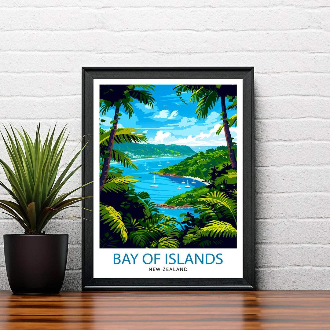 Bay of Islands New Zealand Travel Poster