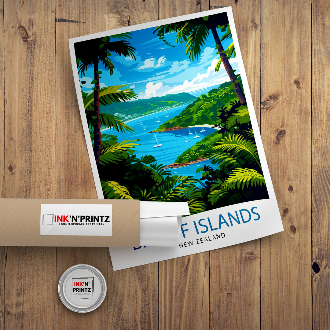 Bay of Islands New Zealand Travel Poster