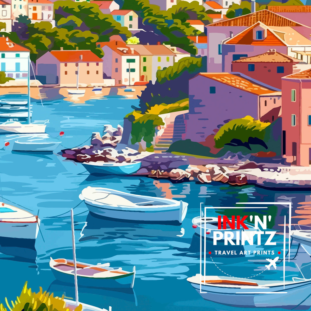 Hvar Croatia Travel Print Wall Decor Wall Art Hvar Wall Hanging Home Décor Hvar Gift Art Lovers Croatia Art Lover Gift Print Art