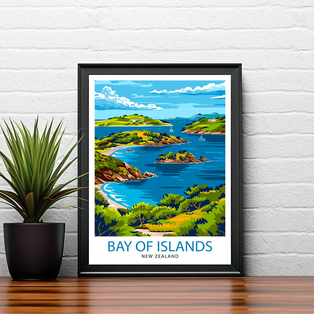 Bay of Islands New Zealand Travel Poster