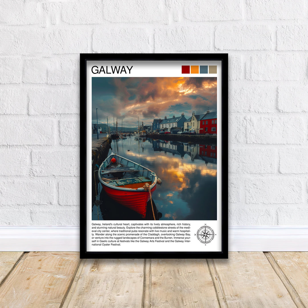 Galway Ireland Travel Print Wall Decor Wall Art Galway Wall Hanging Home Décor Galway Gift Art Lovers Ireland Art Lover Gift