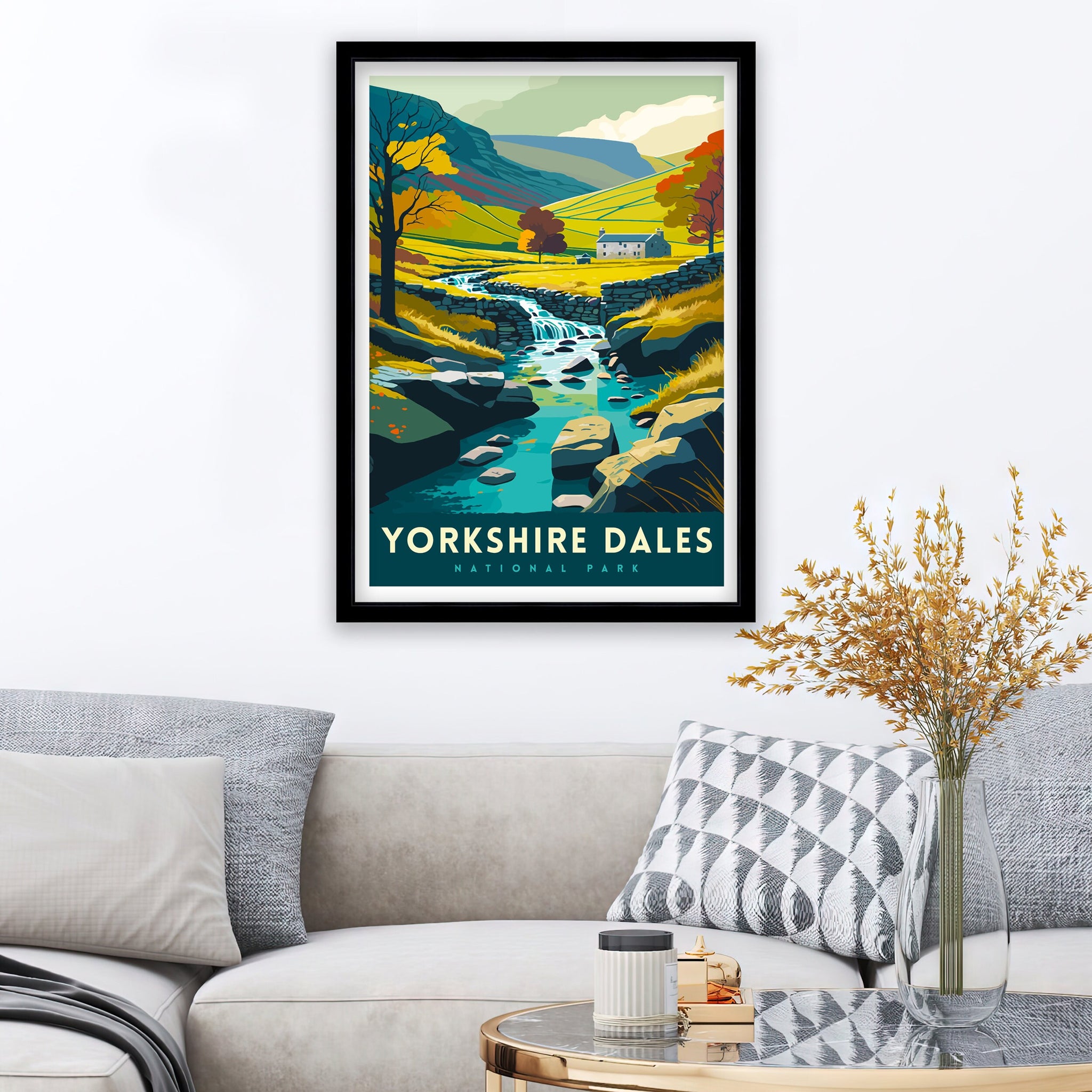 Yorkshire Dales Travel Print Wall Art, Home Decor Yorkshire Dales Illustration Travel Poster Gift For UK Travelers England Home Decor