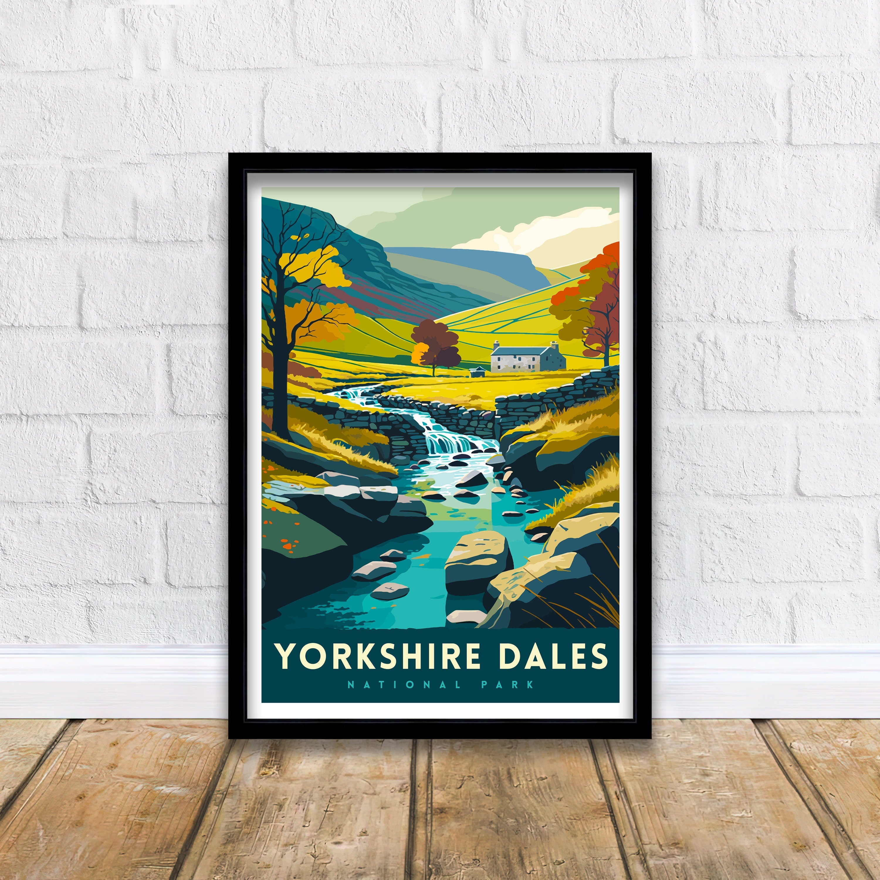 Yorkshire Dales Travel Print Wall Art, Home Decor Yorkshire Dales Illustration Travel Poster Gift For UK Travelers England Home Decor