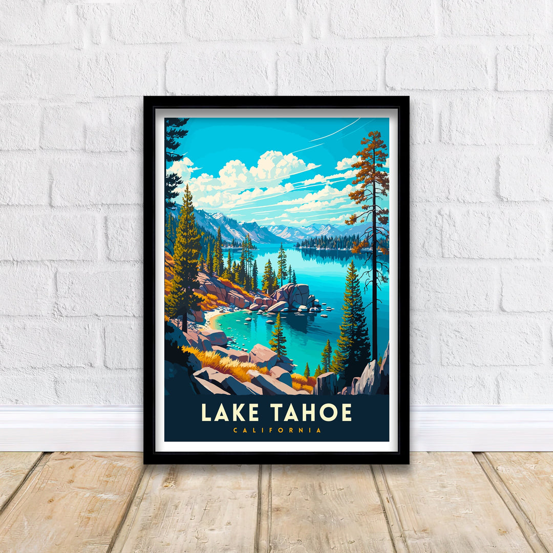 Lake Tahoe Travel Print Wall Decor Wall Art Lake Tahoe Wall Hanging Home Décor Lake Tahoe Gift Art Lovers USA Art Lover Gift Print Art