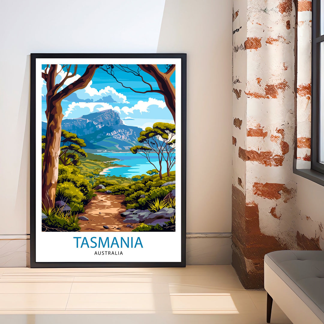 Tasmania Travel Print Tasmania Wall Art Tasmania Home Decor Tasmania Illustration Tasmania Travel Poster Gift for Tasmania Lovers