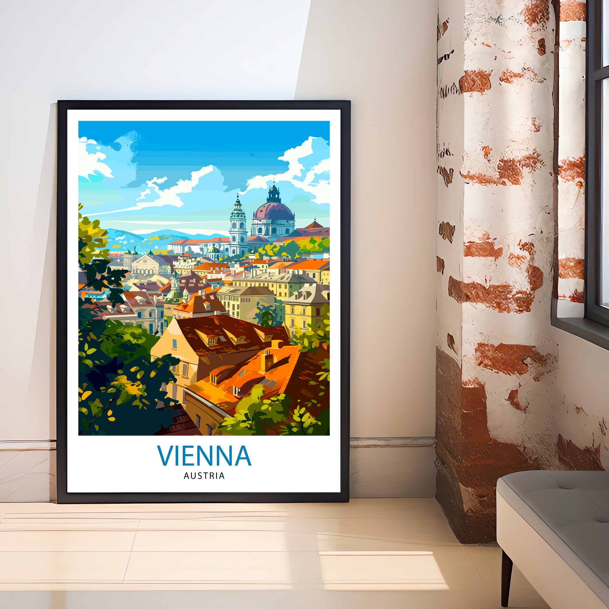 Vienna Austria Travel Print Vienna Wall Decor Vienna Home Living Decor Vienna Illustration Travel Poster Gift For Vienna Austria Home Decor
