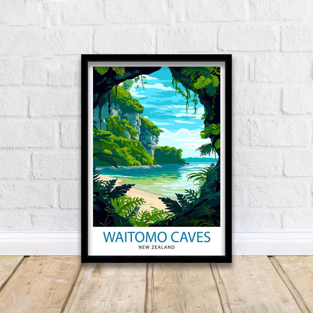 Waitomo Caves New Zealand Travel Poster