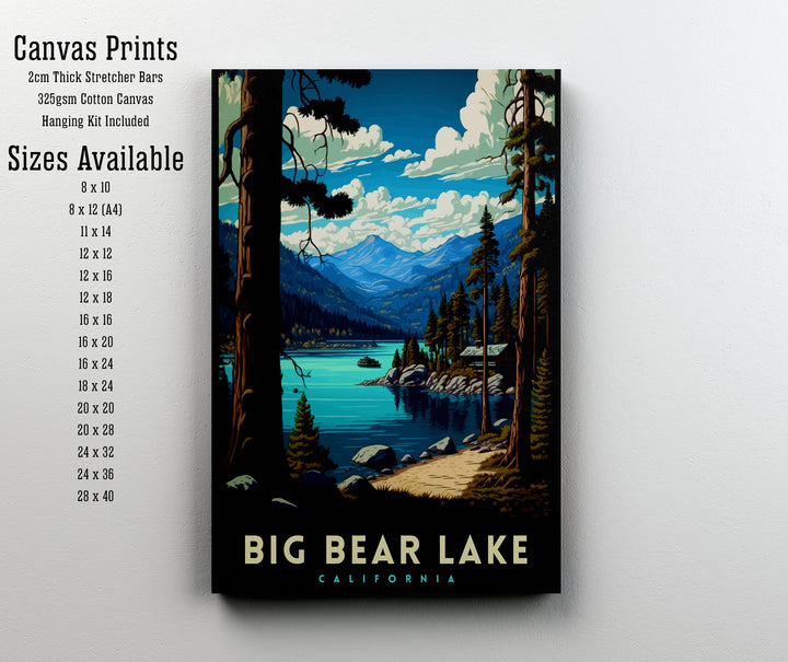 Big Bear Lake California Travel Print Wall Decor Wall Art Big Bear Lake Wall Hanging Home Décor Big Bear Lake Gift Art Lovers California