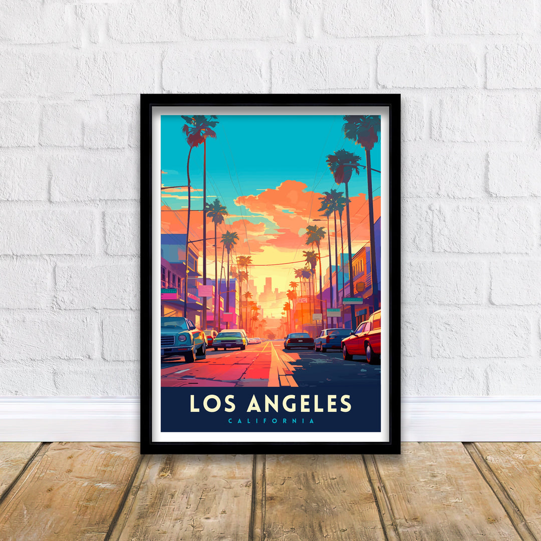 Los Angeles Travel Print| LA Wall Decor California Home Living Decor LA Illustration Travel Poster Gift for LA, California Home Decor