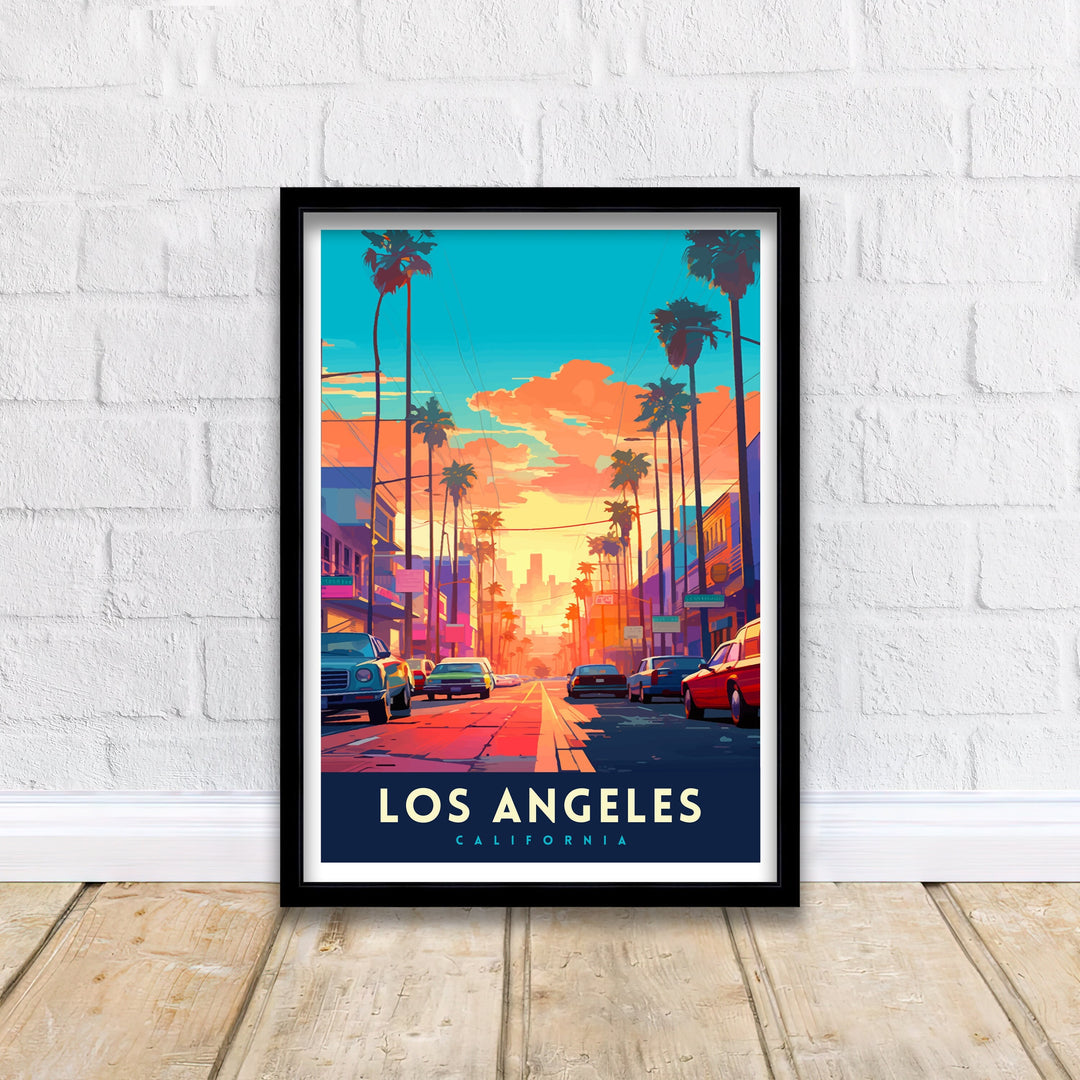 Los Angeles Travel Print| LA Wall Decor California Home Living Decor LA Illustration Travel Poster Gift for LA, California Home Decor