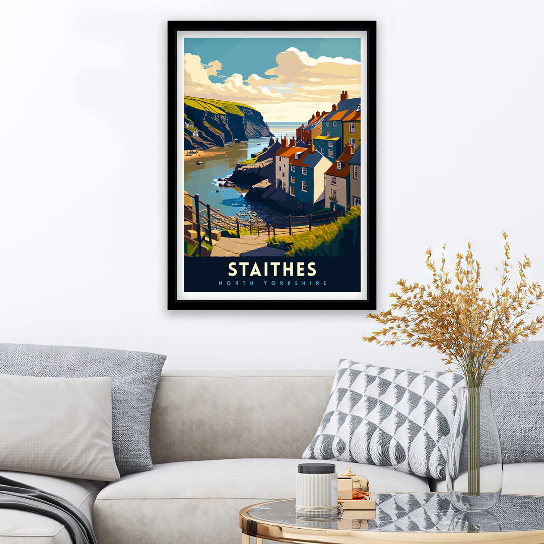 Staithes North Yorkshire Travel Print Staithes Wall Art Staithes Illustration Travel Poster Staithes Home Decor