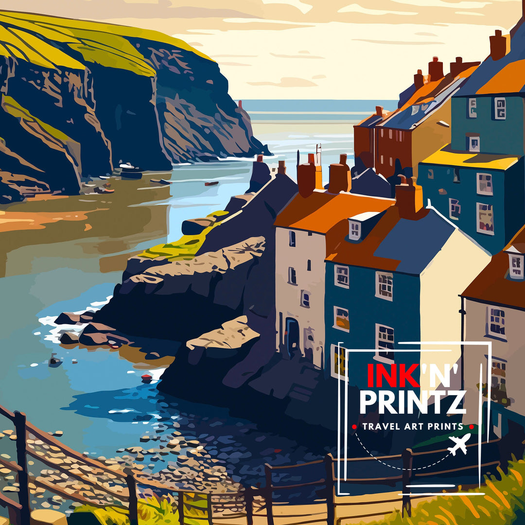 Staithes North Yorkshire Travel Poster Staithes Wall Art Staithes Illustration Travel Poster Staithes Home Decor