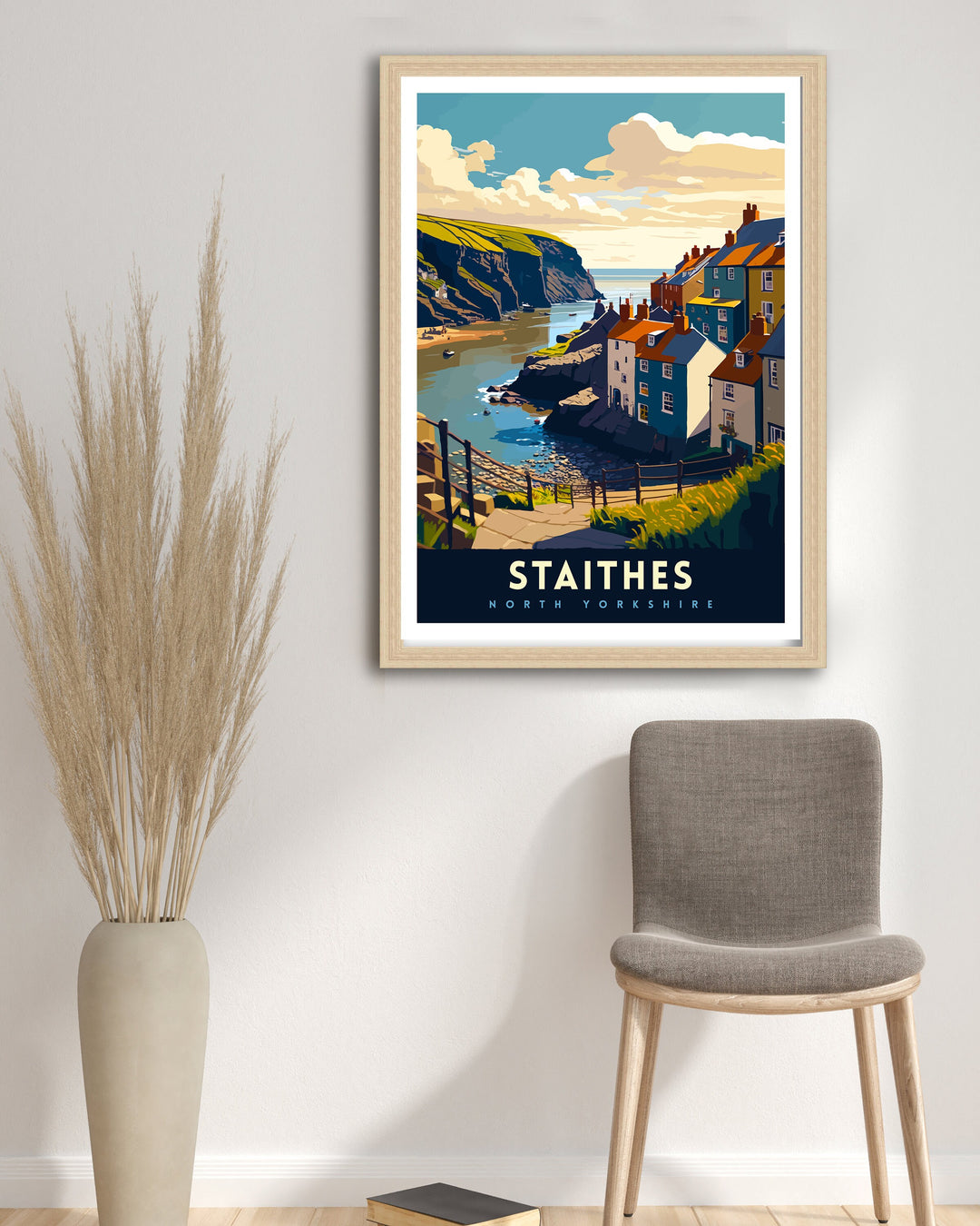 Staithes North Yorkshire Travel Poster Staithes Wall Art Staithes Illustration Travel Poster Staithes Home Decor