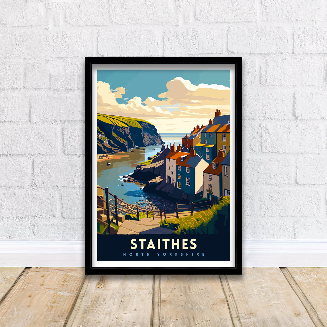 Staithes North Yorkshire Travel Print Staithes Wall Art Staithes Illustration Travel Poster Staithes Home Decor