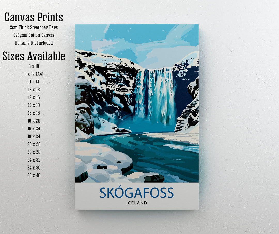 Skogafoss Waterfall Iceland Travel Poster