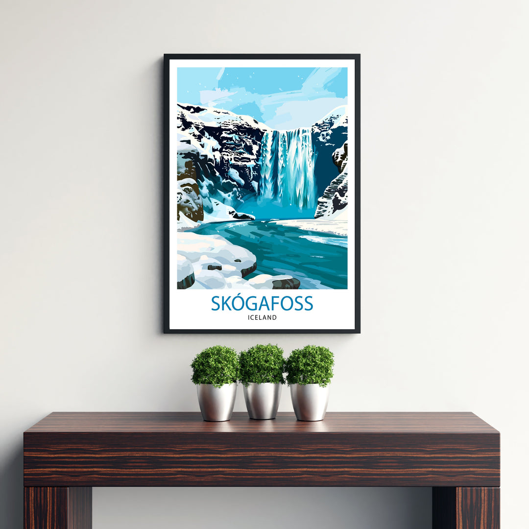 Skogafoss Waterfall Iceland Travel Print Wall Decor Wall Art Skogafoss Wall Hanging Home Décor Skogafoss Gift Art Lovers Iceland Art Lover