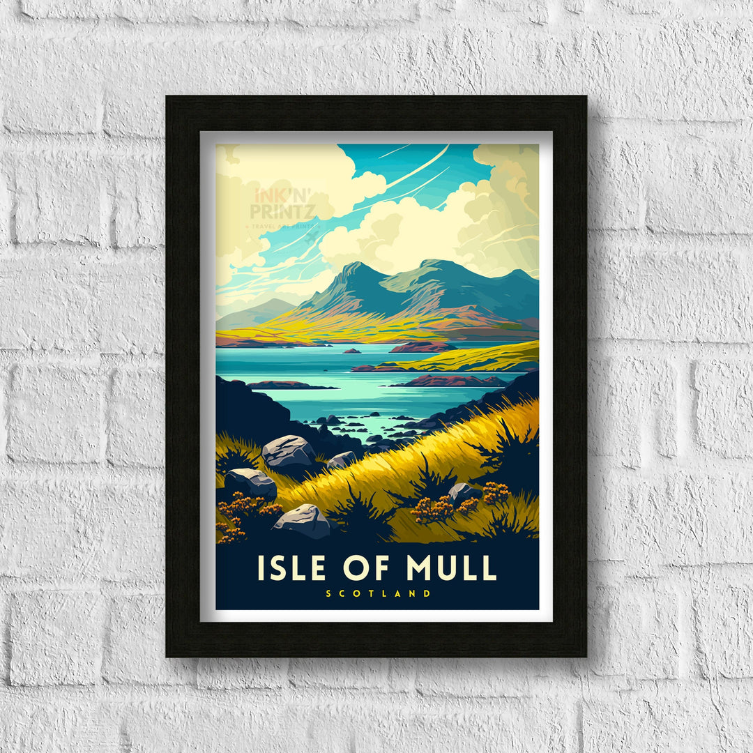 Isle of Mull Scotland Travel Print Mull Wall Decor Mull Home Living Decor Scotland Illustration Travel Poster Gift for Mull Scotland Home