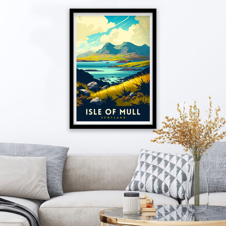 Isle of Mull Scotland Travel Print Mull Wall Decor Mull Home Living Decor Scotland Illustration Travel Poster Gift for Mull Scotland Home