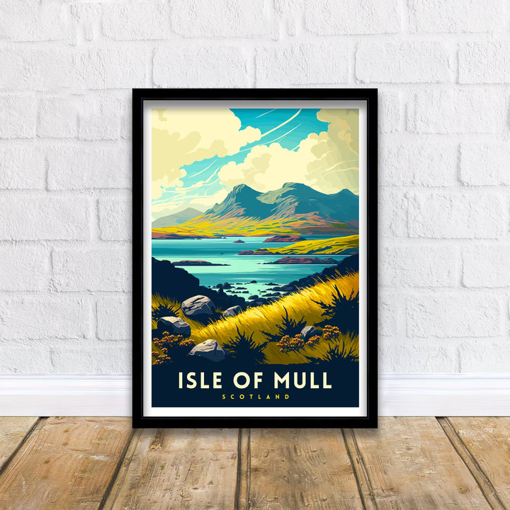 Isle of Mull Scotland Travel Print Mull Wall Decor Mull Home Living Decor Scotland Illustration Travel Poster Gift for Mull Scotland Home