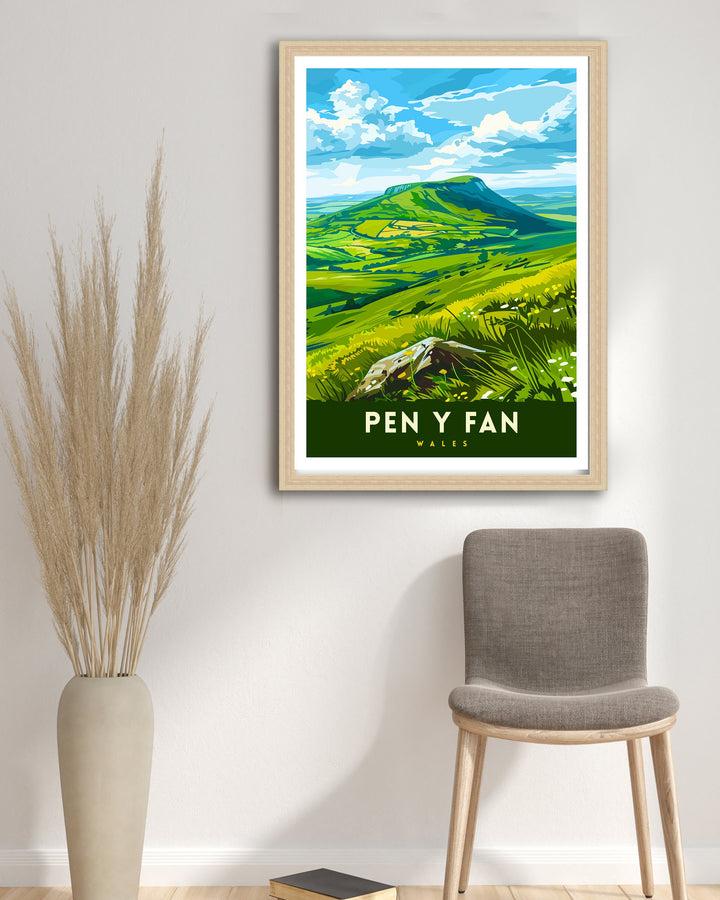 Pen y Fan Wales Travel Poster Wall Art Home Decor Pen y Fan Illustration Travel Poster Gift for Wales Lovers Wales Home Decor