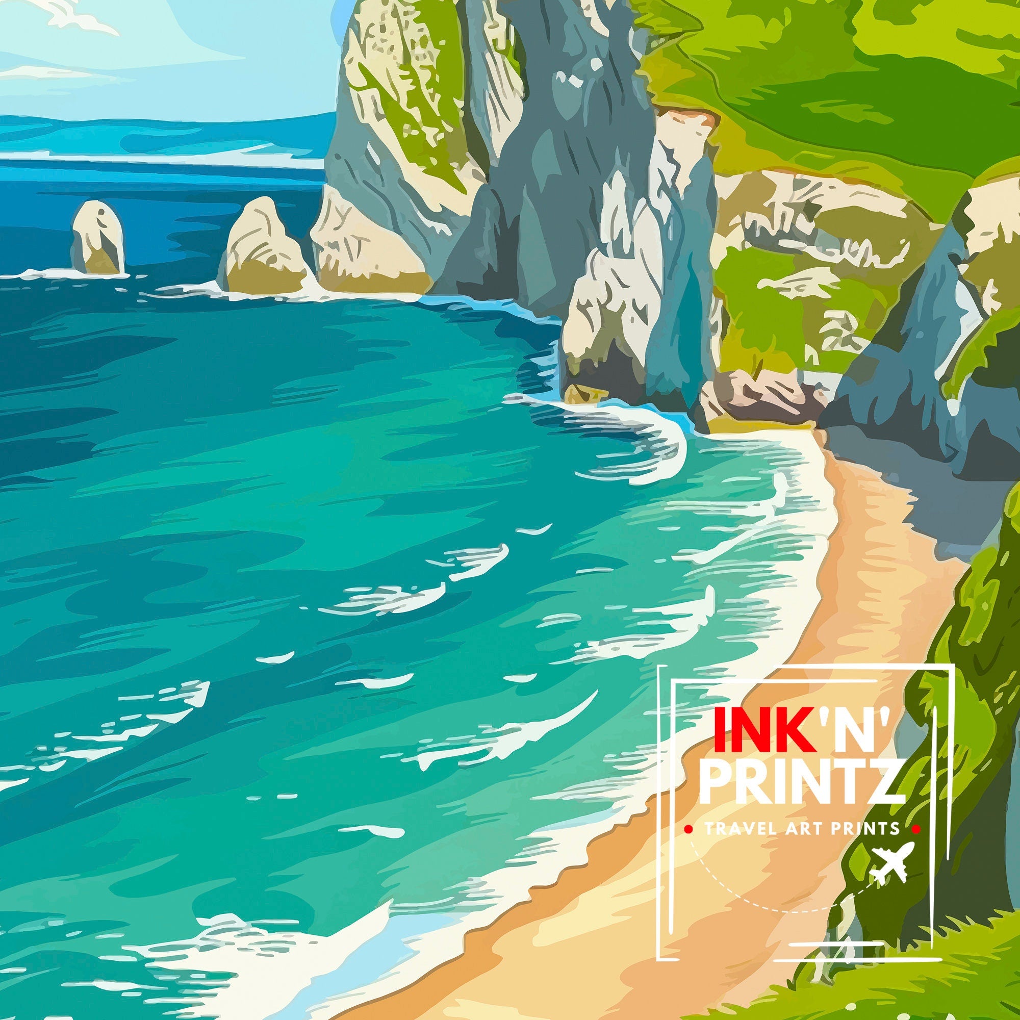 Jurassic Coast England Travel Poster