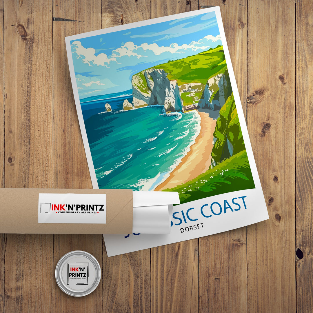 Jurassic Coast England Travel Poster