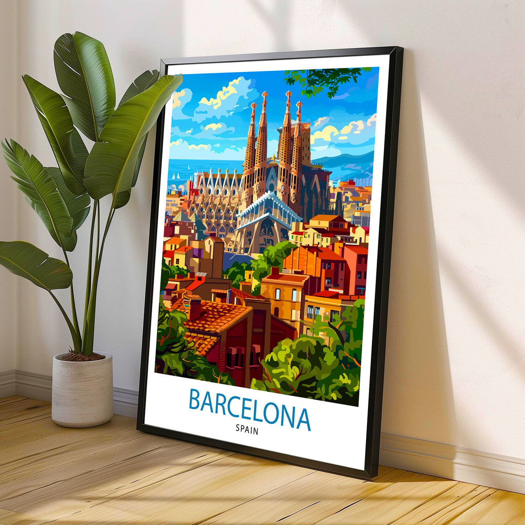 Barcelona Spain Travel Poster Barcelona