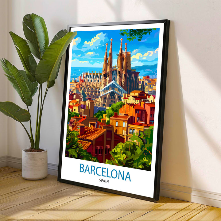 Barcelona Spain Travel Print Barcelona Wall Decor Spain Illustration Travel Poster Barcelona Gift Spain Home Decor