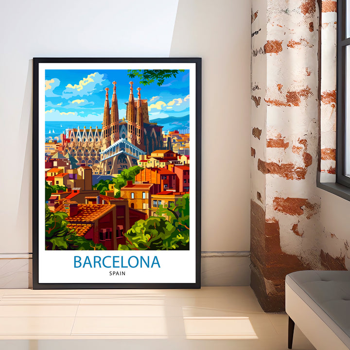 Barcelona Spain Travel Print Barcelona Wall Decor Spain Illustration Travel Poster Barcelona Gift Spain Home Decor