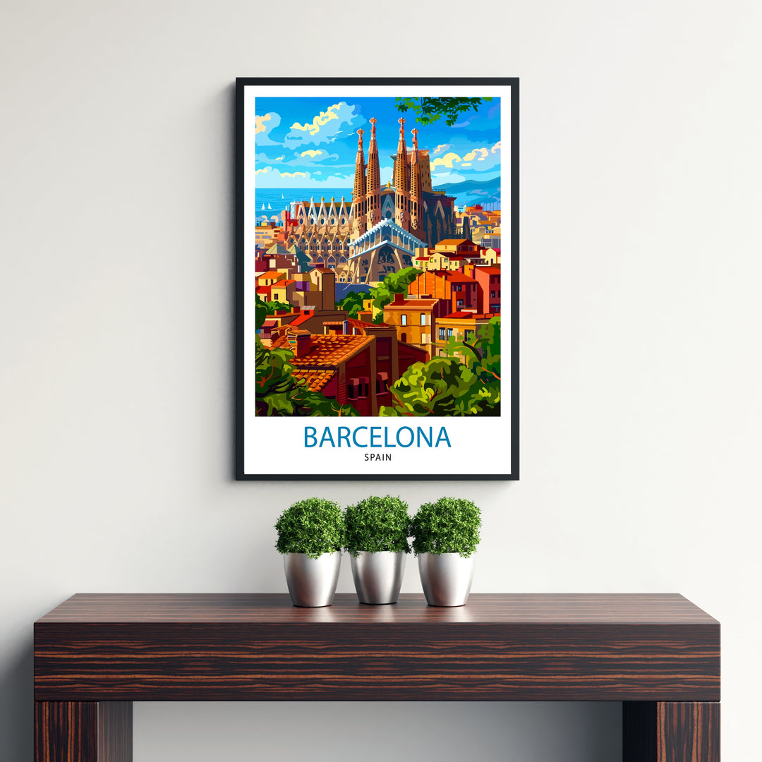 Barcelona Spain Travel Poster Barcelona