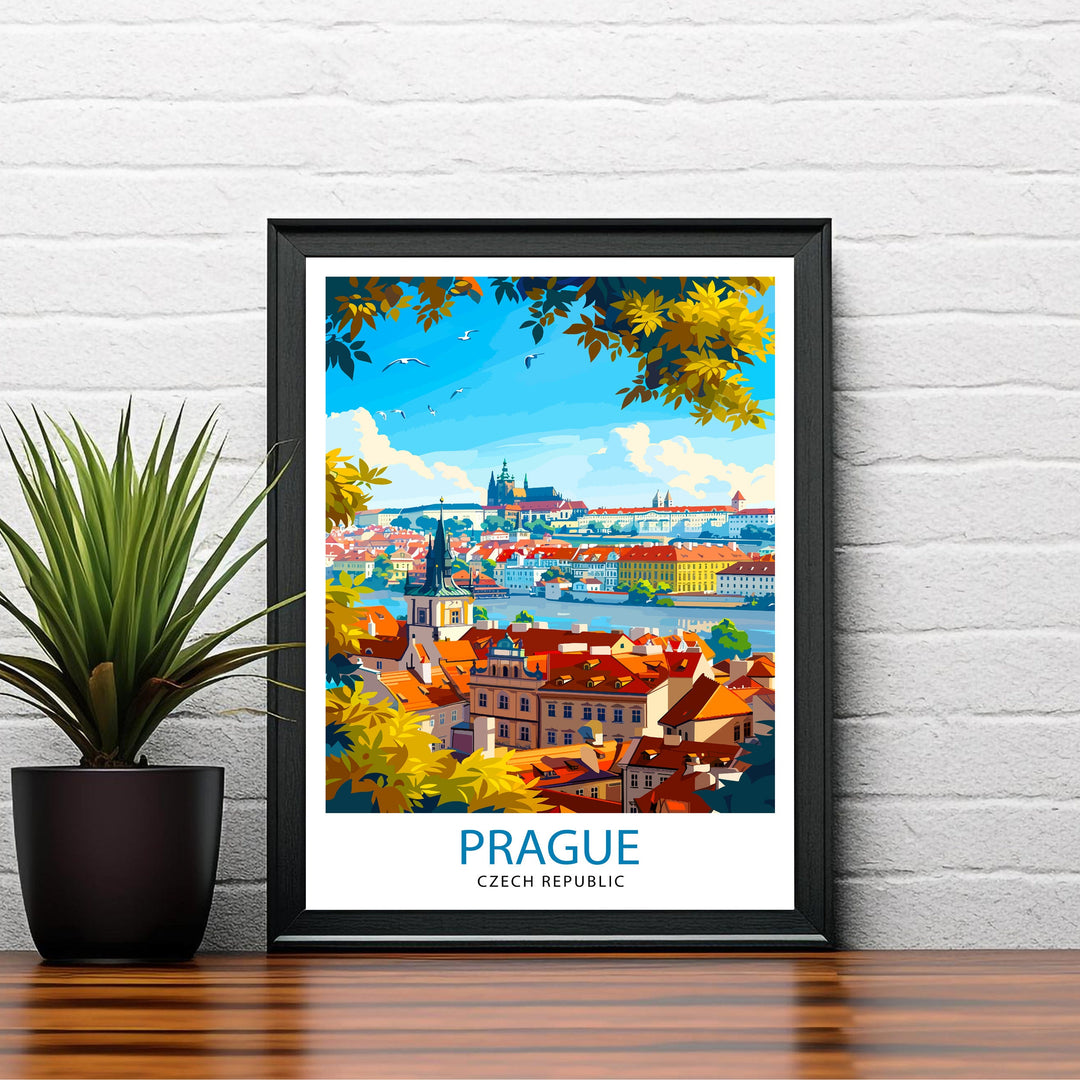 Prague Czech Republic Travel Print Prague Wall Decor Prague Poster Czech Republic Travel Prints Prague Art Print Prague Illustration