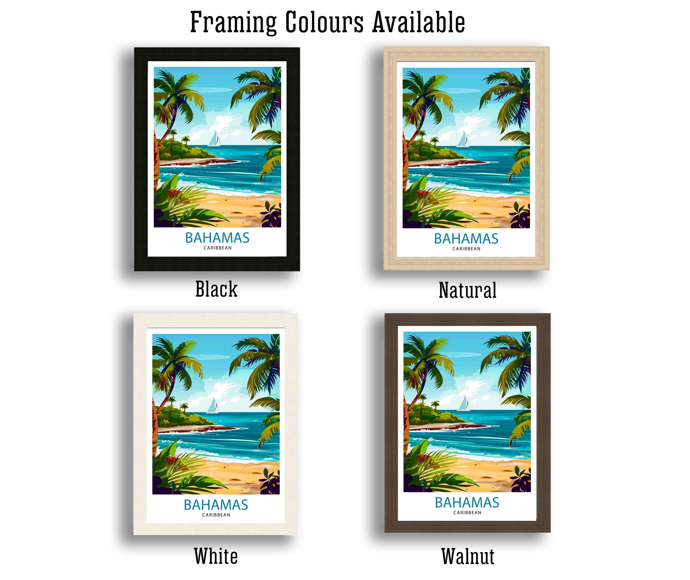 Bahamas Caribbean Travel Print Bahamas Wall Art Bahamas Home Decor Bahamas Illustration Travel Poster Bahamas Gift Caribbean Island Decor