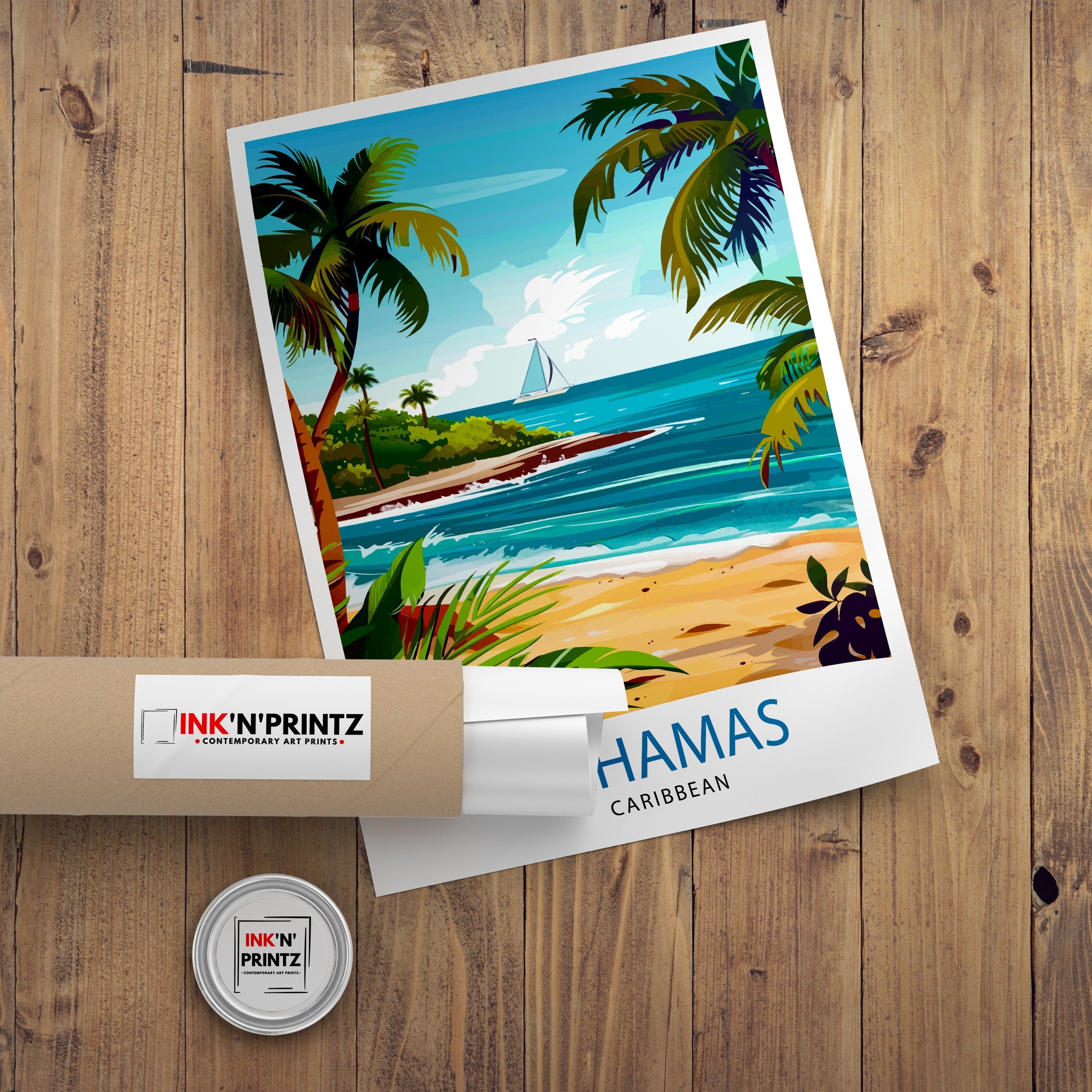 Bahamas Caribbean Travel Print Bahamas Wall Art Bahamas Home Decor Bahamas Illustration Travel Poster Bahamas Gift Caribbean Island Decor