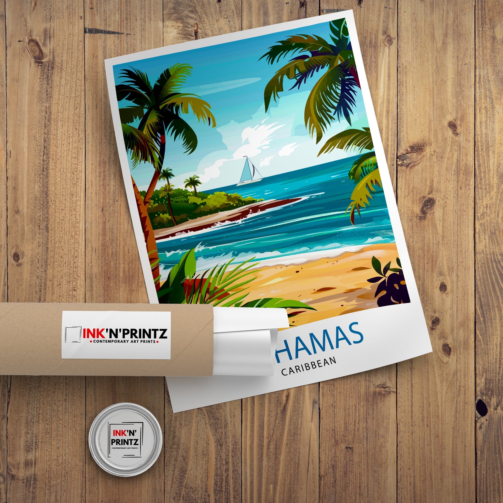 Bahamas Caribbean Travel Print Bahamas Wall Art Bahamas Home Decor Bahamas Illustration Travel Poster Bahamas Gift Caribbean Island Decor
