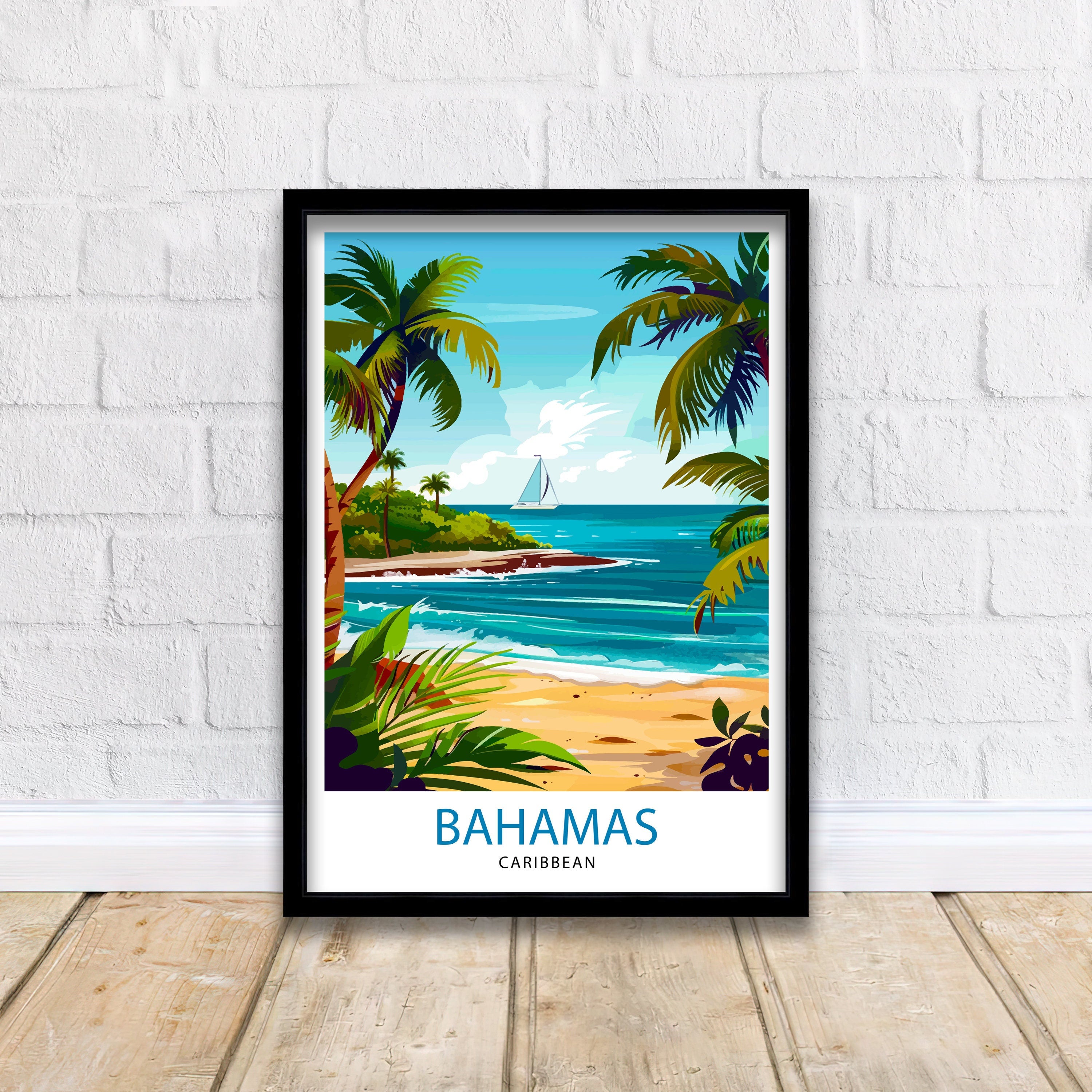 Bahamas Caribbean Travel Print Bahamas Wall Art Bahamas Home Decor Bahamas Illustration Travel Poster Bahamas Gift Caribbean Island Decor