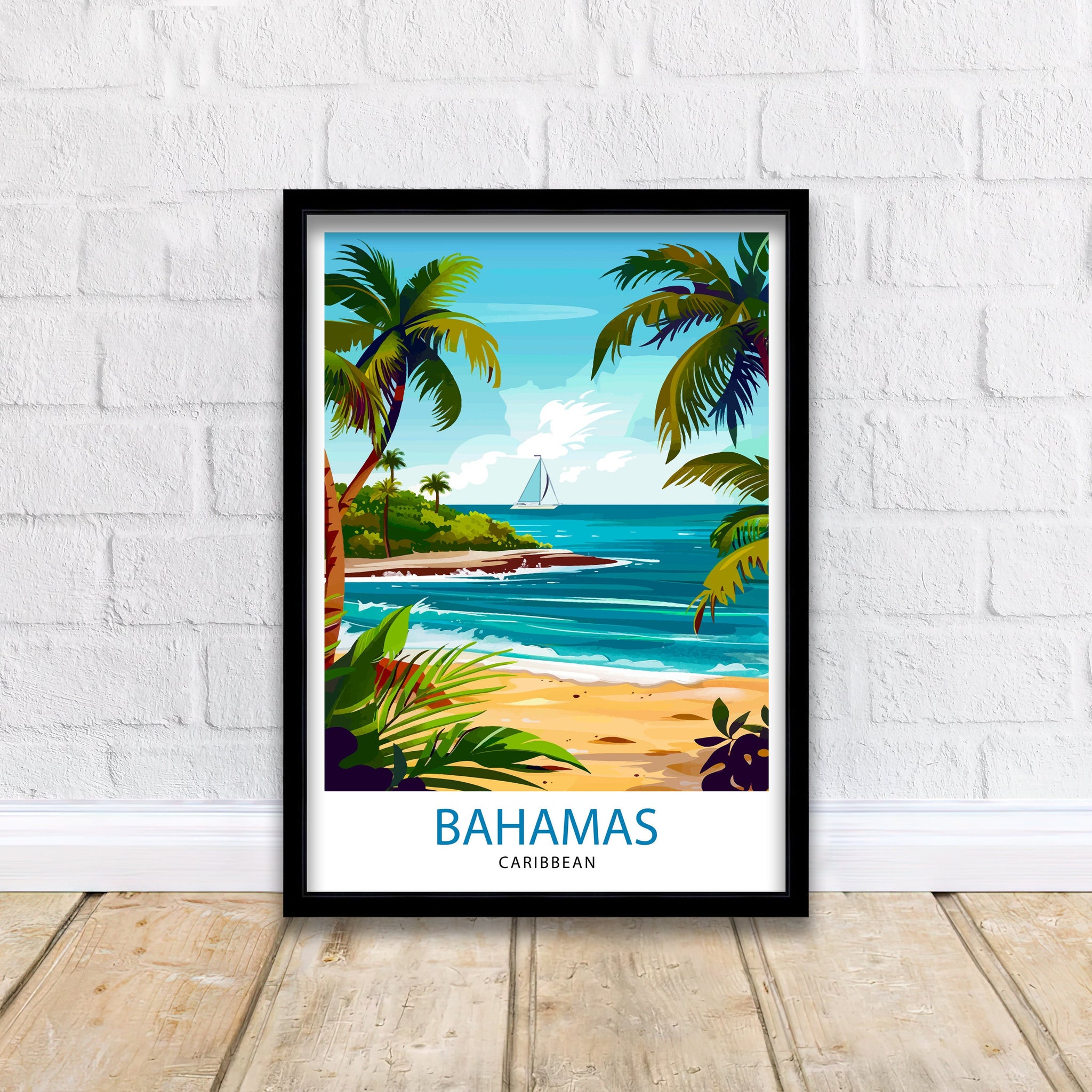 Bahamas Caribbean Travel Print Bahamas Wall Art Bahamas Home Decor Bahamas Illustration Travel Poster Bahamas Gift Caribbean Island Decor