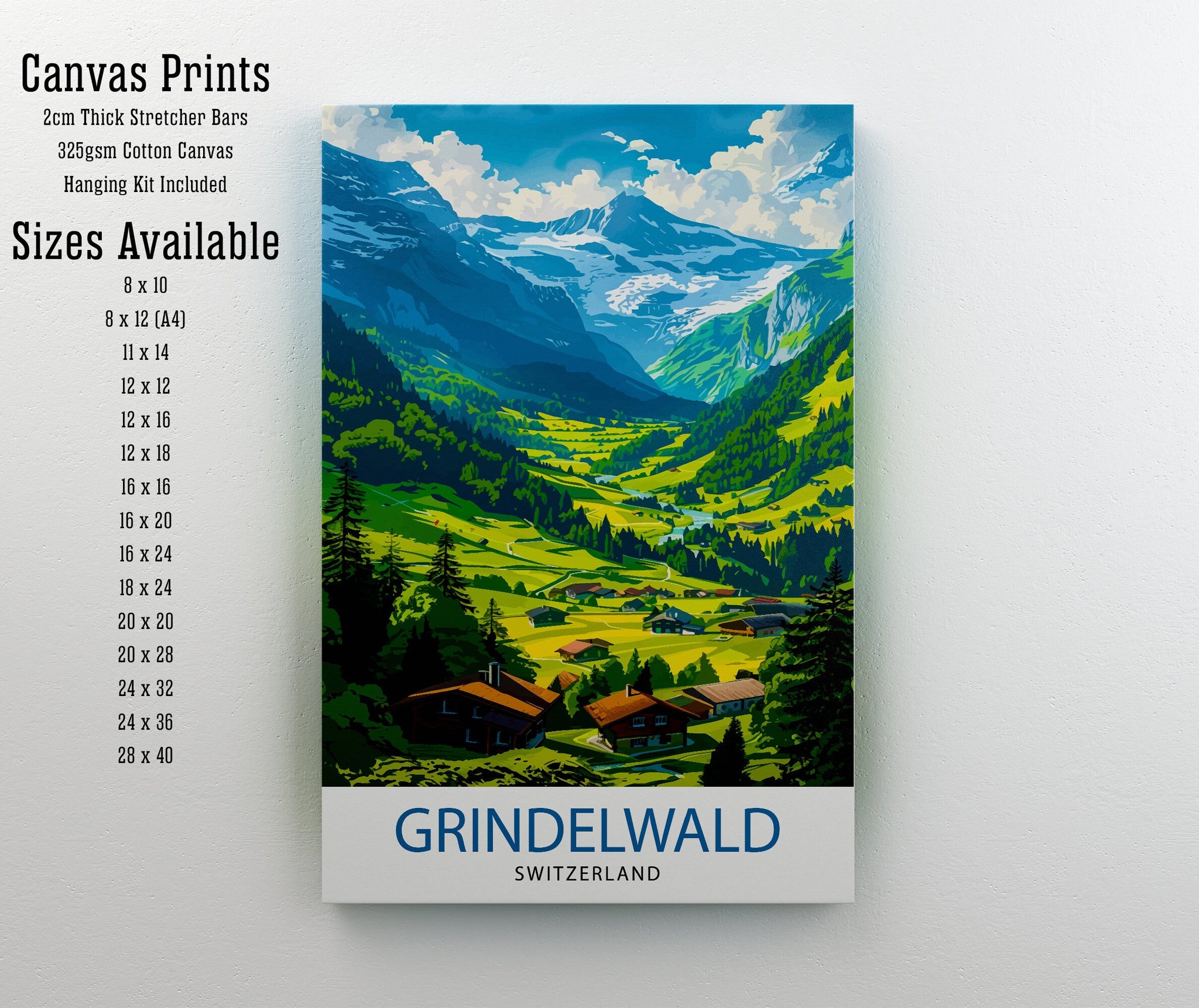 Grindelwald Switzerland Travel Print Wall Decor Wall Art Grindelwald Wall Hanging Home Décor Grindelwald Gift Art Lovers Switzerland Art