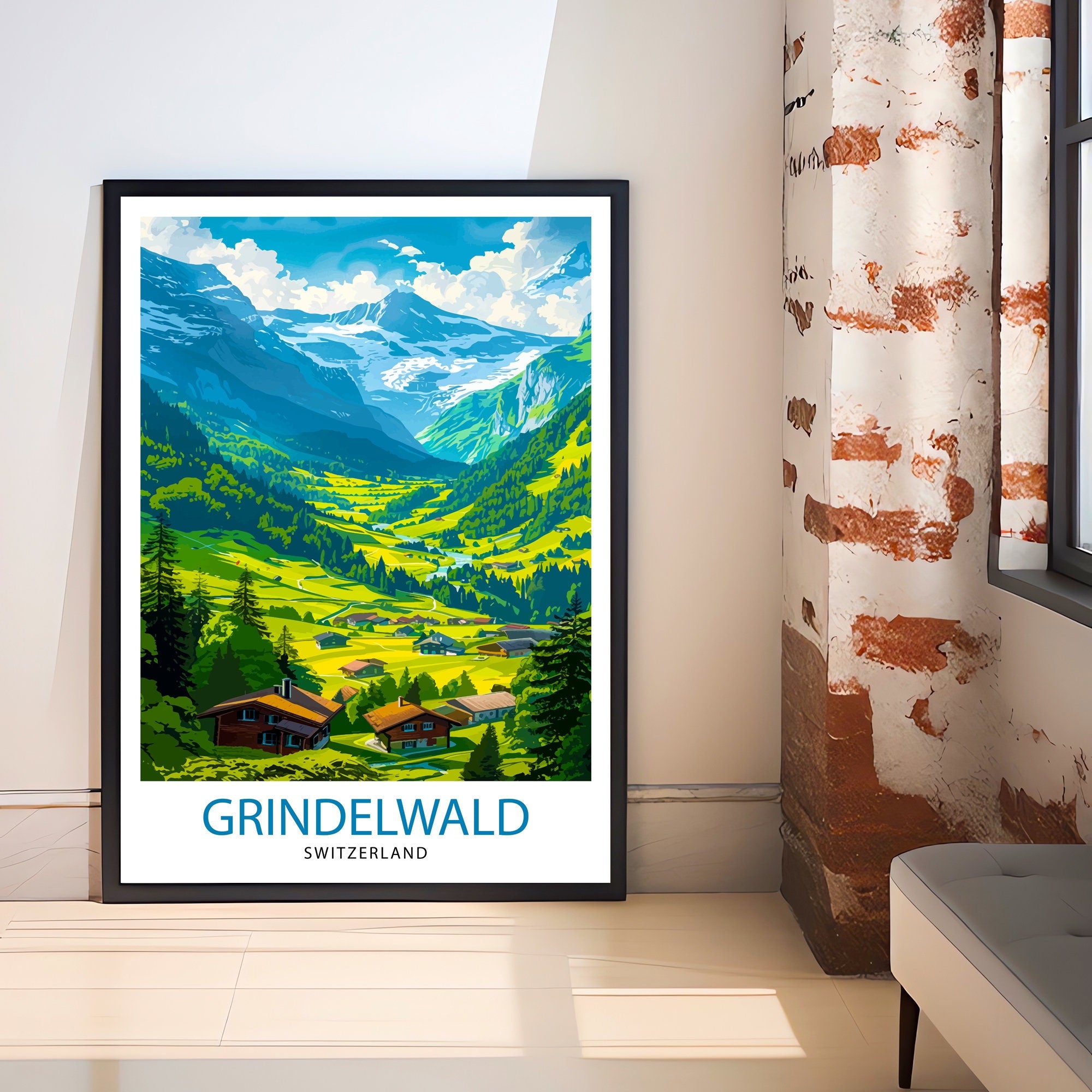Grindelwald Switzerland Travel Print Wall Decor Wall Art Grindelwald Wall Hanging Home Décor Grindelwald Gift Art Lovers Switzerland Art