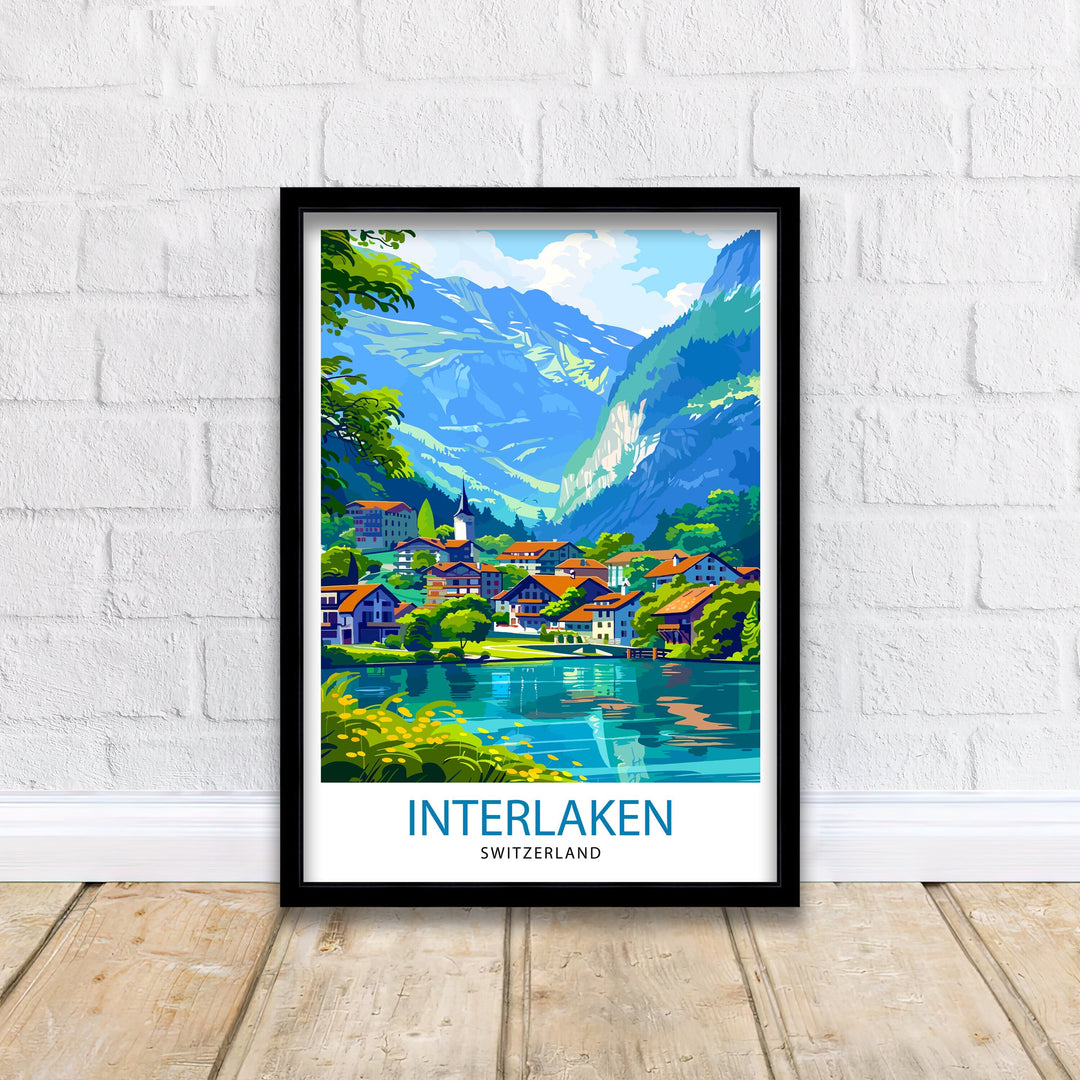 Interlaken Switzerland Travel Poster Interlaken