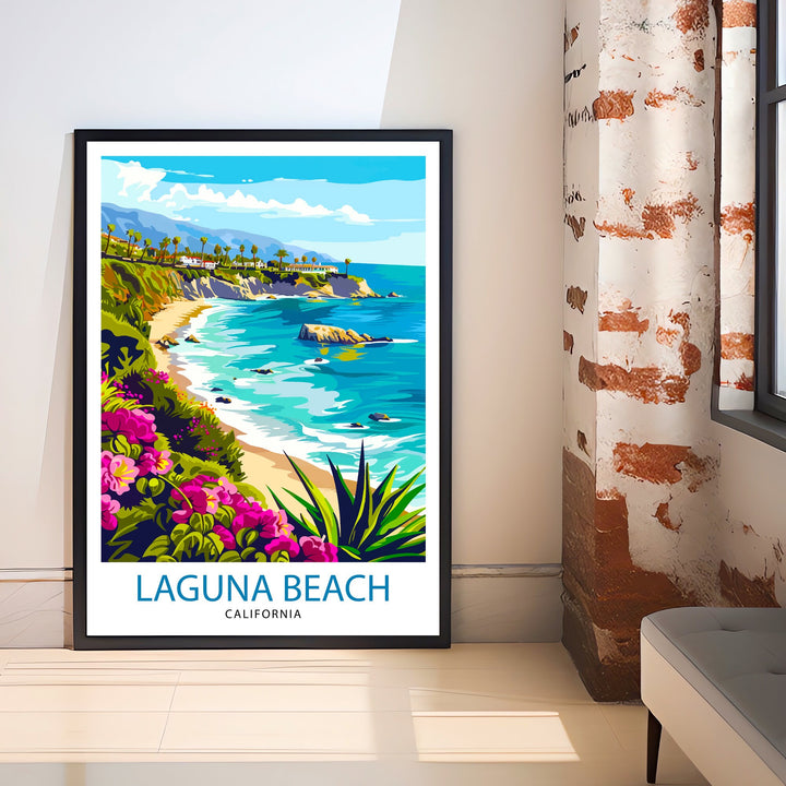 Laguna Beach California Travel Print| Laguna Beach Wall Decor Laguna Beach Home Living Decor Laguna Beach Illustration Travel Poster Gift