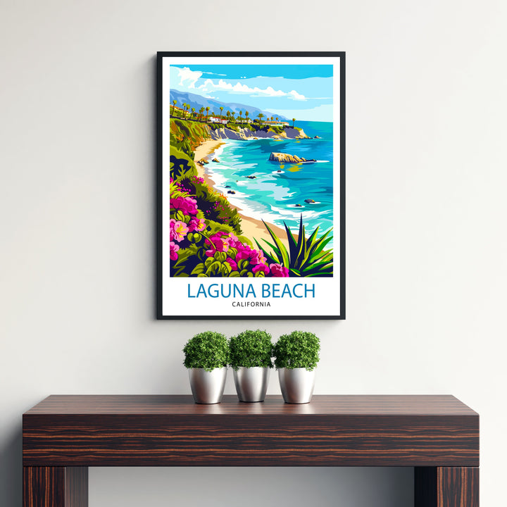 Laguna Beach California Travel Print| Laguna Beach Wall Decor Laguna Beach Home Living Decor Laguna Beach Illustration Travel Poster Gift